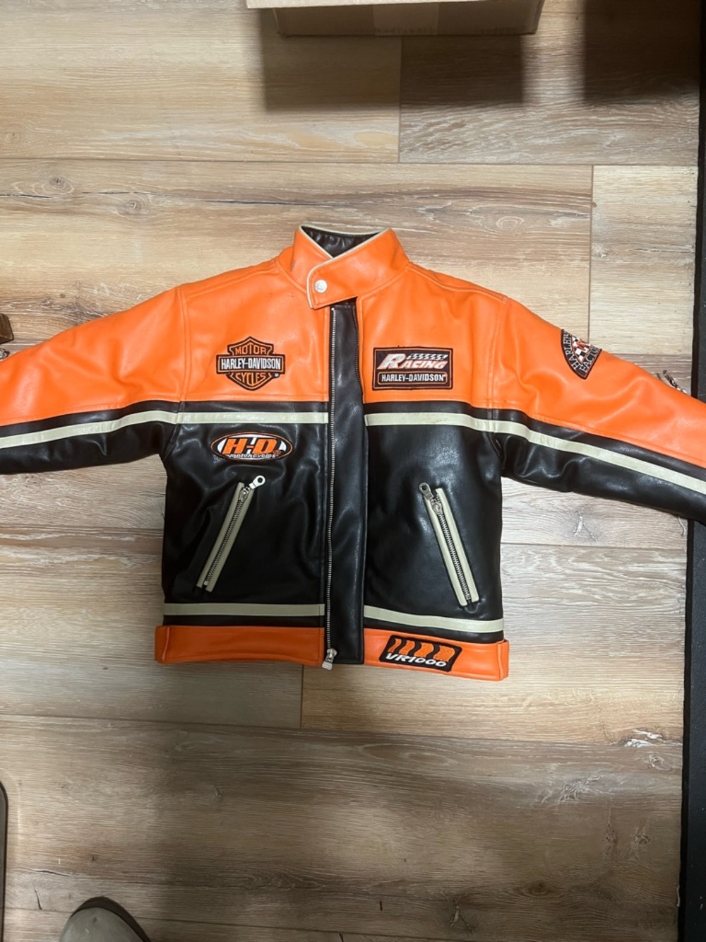 Harley-Davidson Orange and Black Kids Motorcycle Jacket